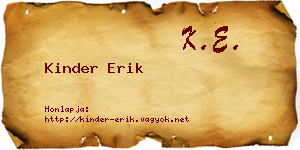 Kinder Erik névjegykártya